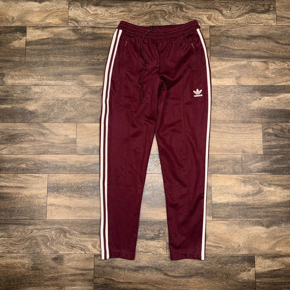 Adidas Originals Track Pants Classic 3 Stripe Women's Medium Maroon Preowned
